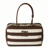 MM Beau Medium Stripes Brown Top Handle Bag - MM0004
