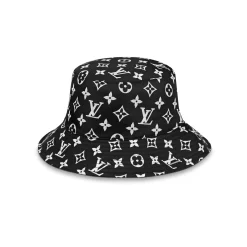 LOV Nylon Monogram Reversible Bob Bucket Hat Black White - lov0000777