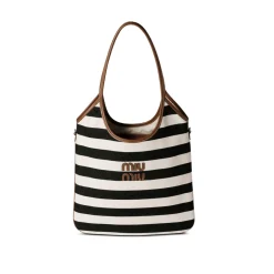 MM Ivy Striped Tote Bag in Black - MM0011