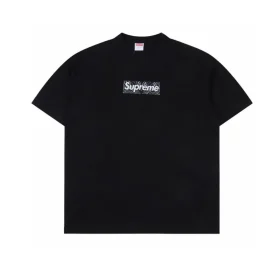 SUP Box Logo Zebra Print T-Shirt in Black - 514 - spm0000514