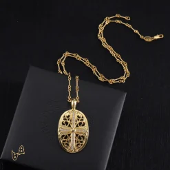 Alternative view of CH Oval Pendant Necklace - CH0012