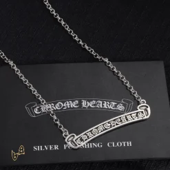 Alternative view of CH Scroll Label Chain Necklace - CH0019