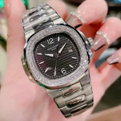 Alternative view of PP Nautilus 7010/1G Steel Black Dial Diamond Bezel Custom - PP0005
