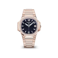 PP Nautilus 7010/1G Rose Gold Blue Navy Dial Diamond Bezel Custom - PP0006
