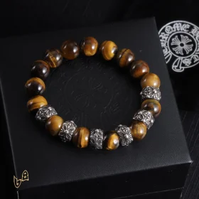 CH Brown Beaded Cross Bracelet - CH0064