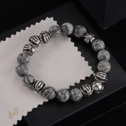 Alternative view of CH Grey Beaded Cross Bracelet - CH0069
