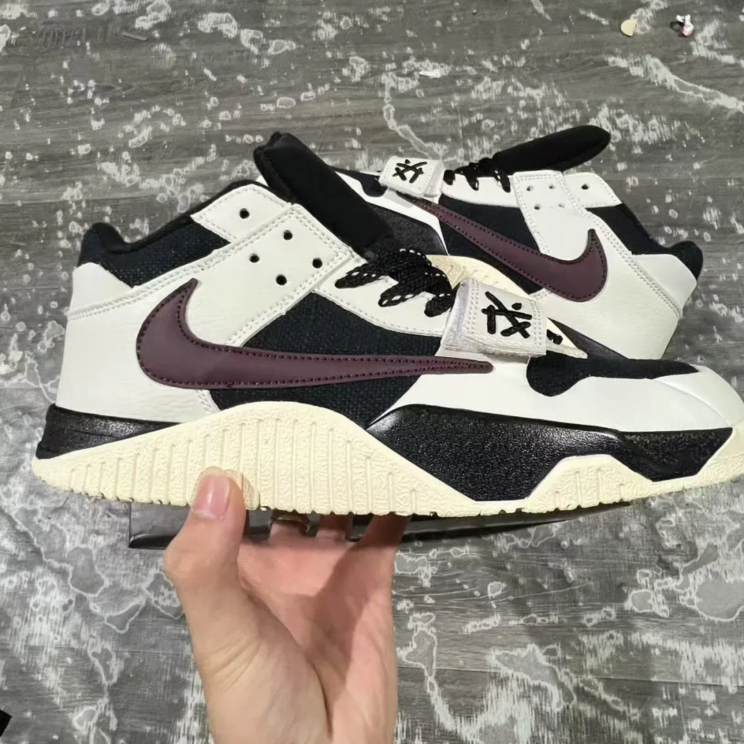 Travis Scott x Jumpman Jack Black White Burgundy Shoes Sneakers – nk0004565 - Image 4