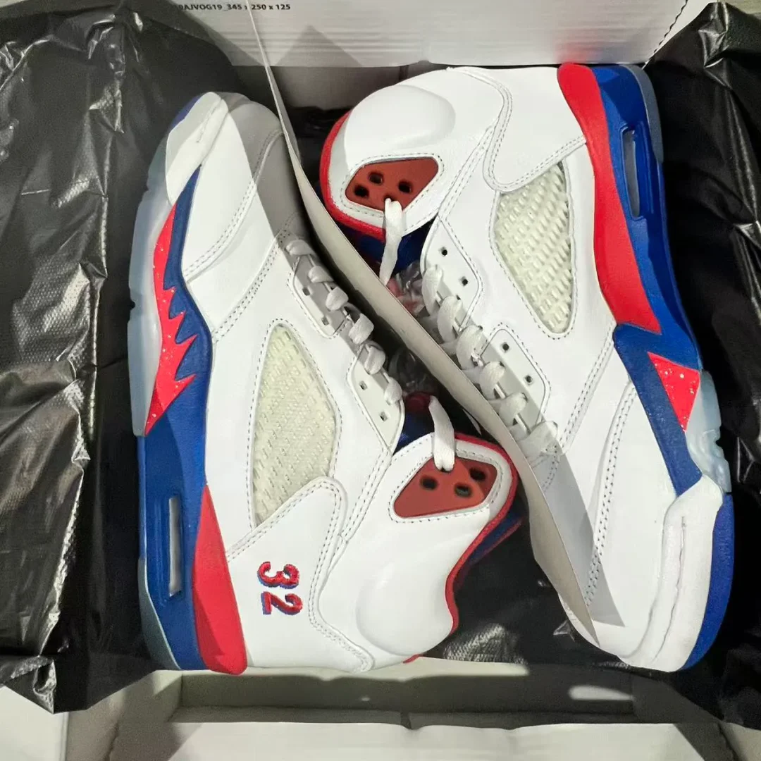 AJ 5 White Blue Red Shoes Sneaker - nk0004574 - Image 11