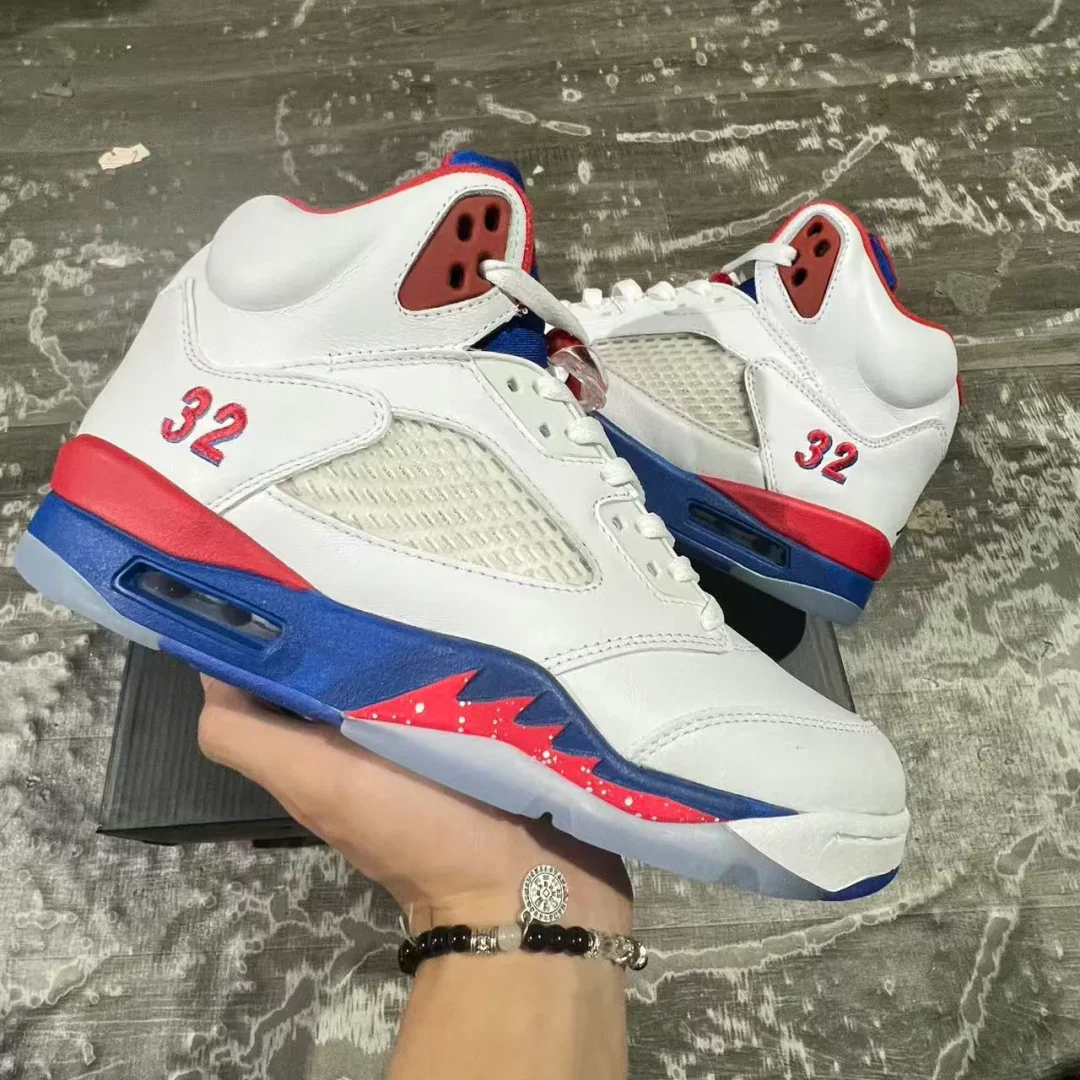 AJ 5 White Blue Red Shoes Sneaker - nk0004574 - Image 3