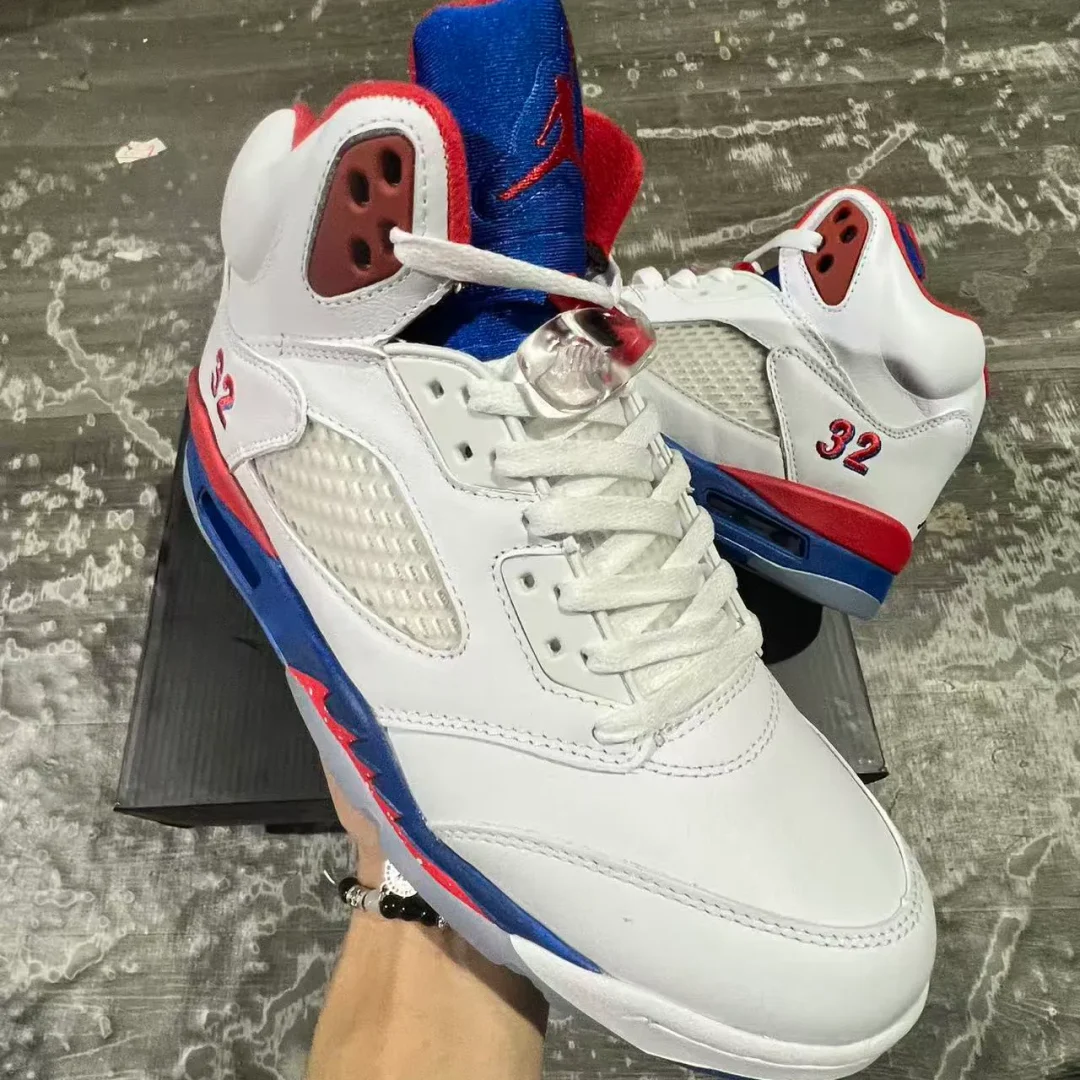 AJ 5 White Blue Red Shoes Sneaker - nk0004574 - Image 4