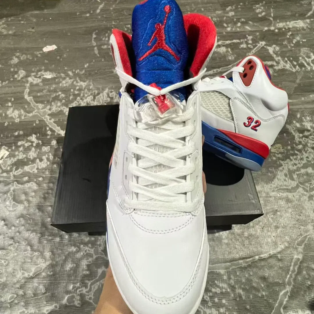 AJ 5 White Blue Red Shoes Sneaker - nk0004574 - Image 5