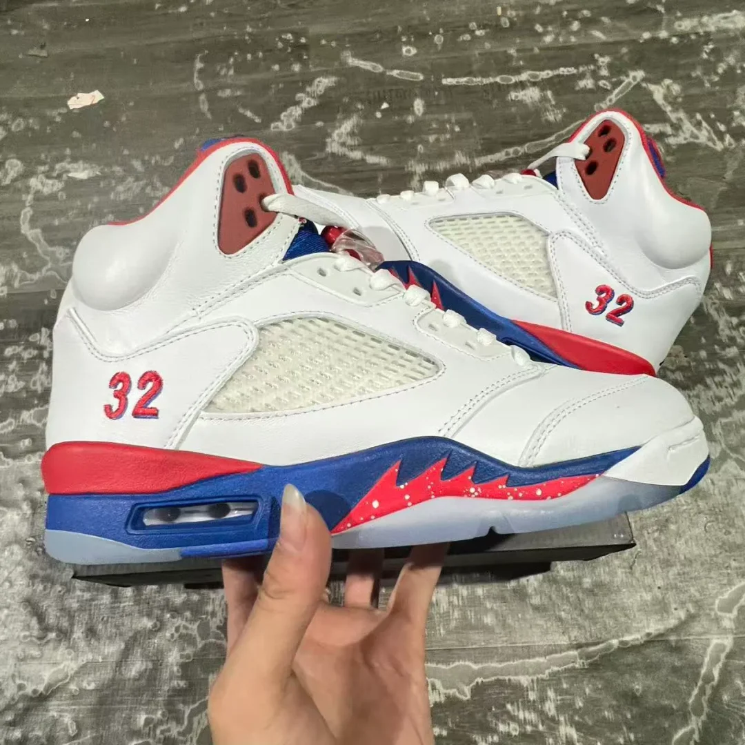 AJ 5 White Blue Red Shoes Sneaker - nk0004574 - Image 9