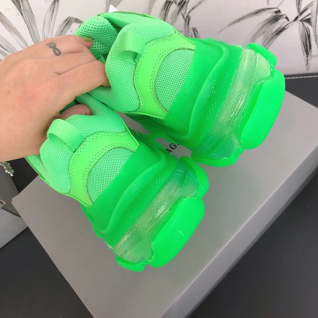 BLCG Triple S Clear Sole Neon Green Shoes Sneakers - bl0000040 - Image 4
