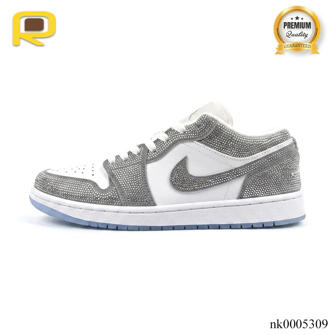 AJ 1 low customized with silver Swarovski crystal Shoes Sneakers – nk0005309 - Image 2