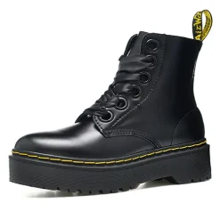DM Molly Leather Platform Boots in Black Buttero Shoes Sneakers - nk0005494 - Image 7
