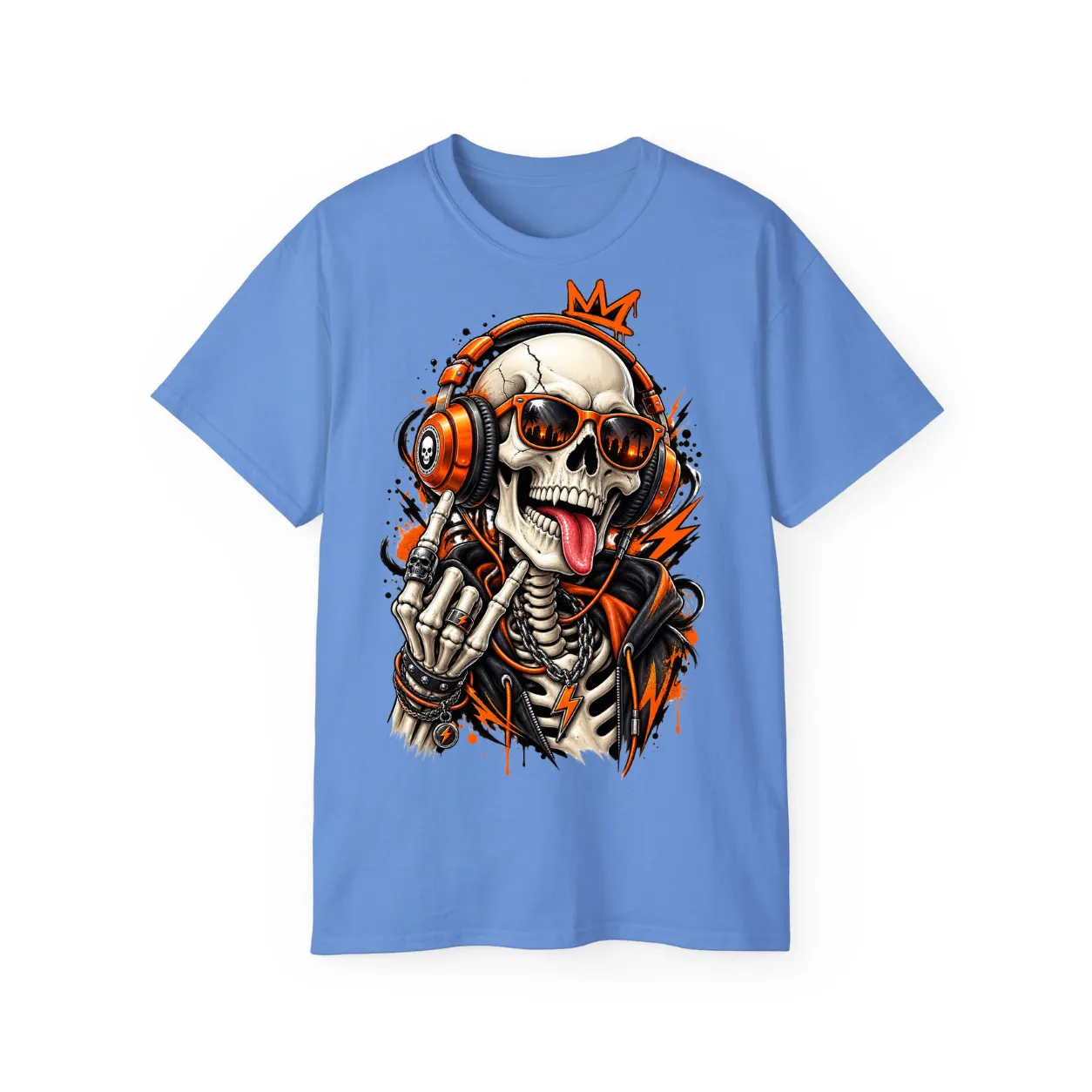 Neon Skull DJ Streetwear T-Shirt – POD0019 - Image 3