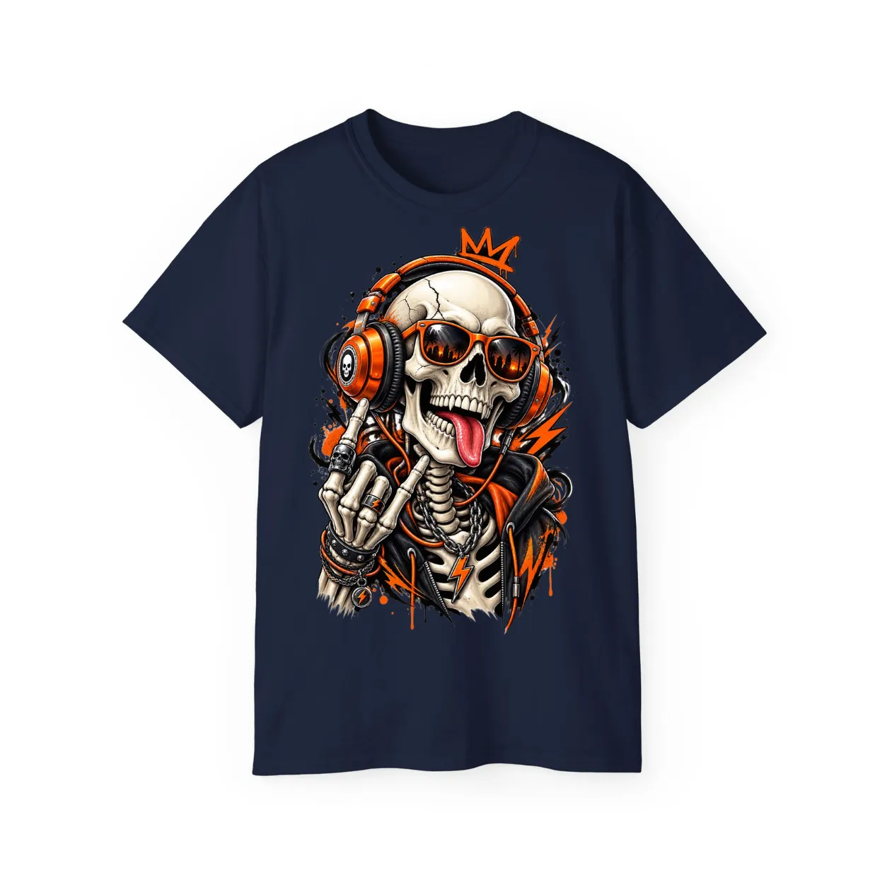 Neon Skull DJ Streetwear T-Shirt – POD0019 - Image 5